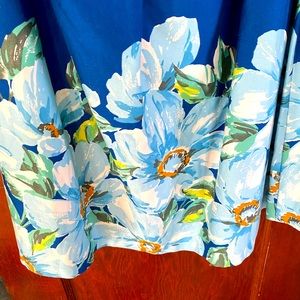 Donna Rico royal blue tube top dress with floral trim